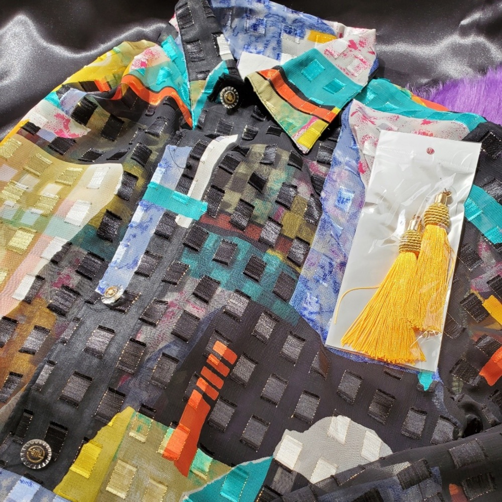 Long sleeve color block top